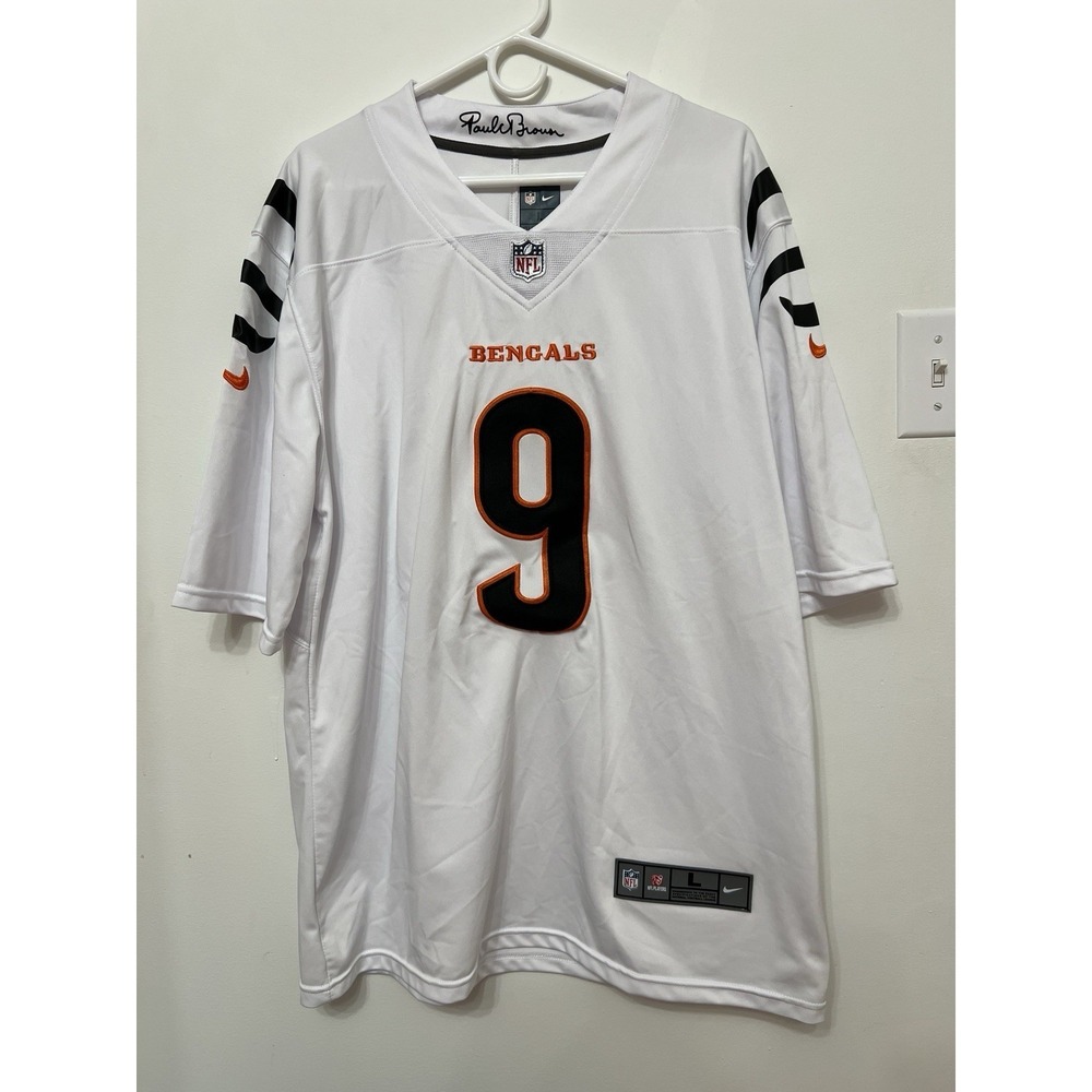 Cincinnati Bengals Joe Burrow 9 Football NFL Nike On Field Paul Brown Jersey L